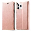 QLTYPRI iPhone 12 ケース シンプル 手帳型 高級PUレザー 艶なしPU革 TPU バンパー カード収納 スタンド機能 マグネット 耐衝撃 全面保護 定番 人気 おしゃれ 財布型 アイフォン12 (6.1) - ローズゴールド