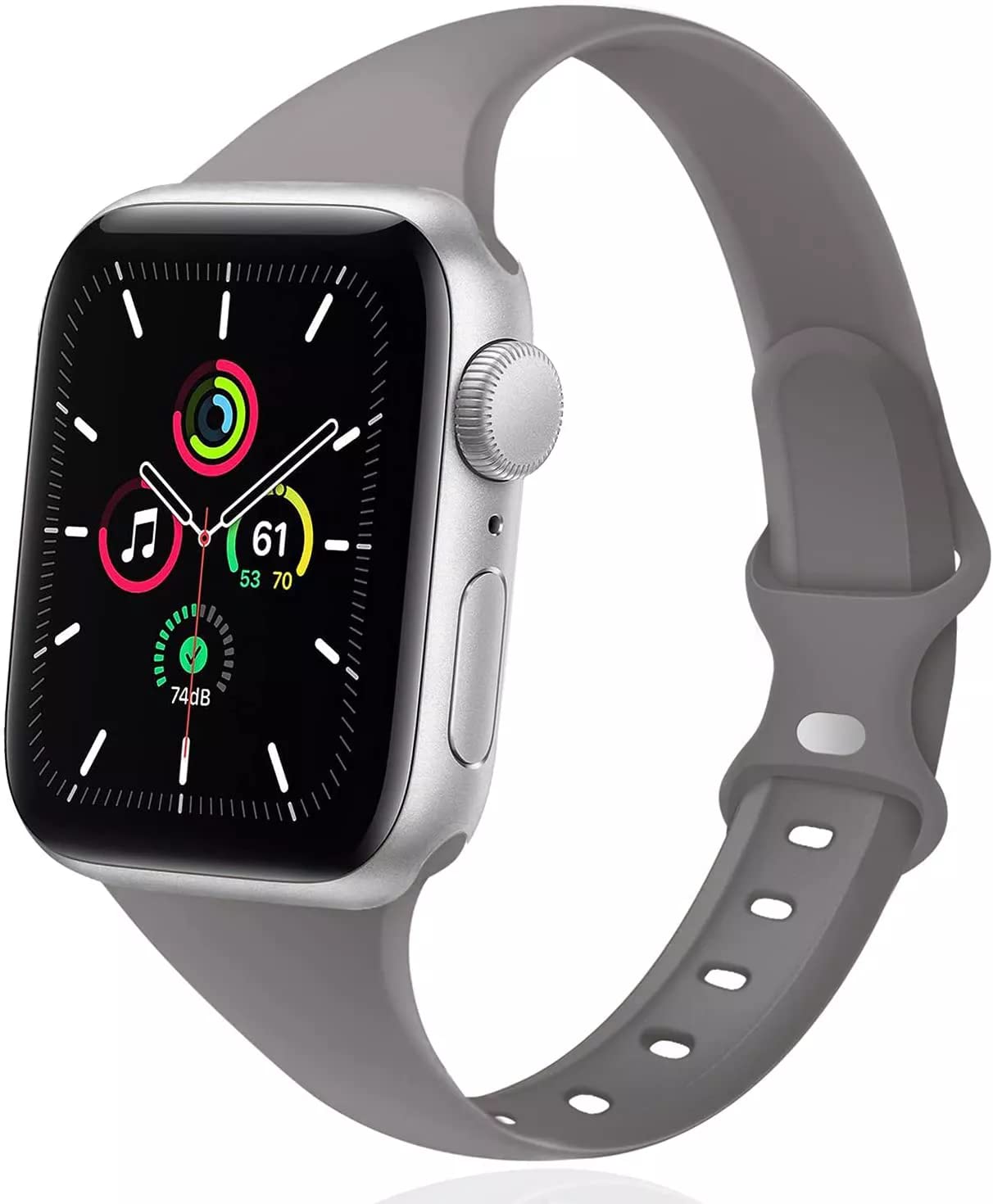 QLTYPRI コンパチブル Apple Watch バンド スポーツシリコンバンド 38mm 40mm 41mm 42mm 44mm 45mm シリコン 製 柔軟 通気 防水性 耐久性 スポーツバンド 交換バンド 女性 男性 iWatch Ultra SE Series 8/7/6/5/4/3/2/1に対応 (42mm/44mm/45mm,グレー)