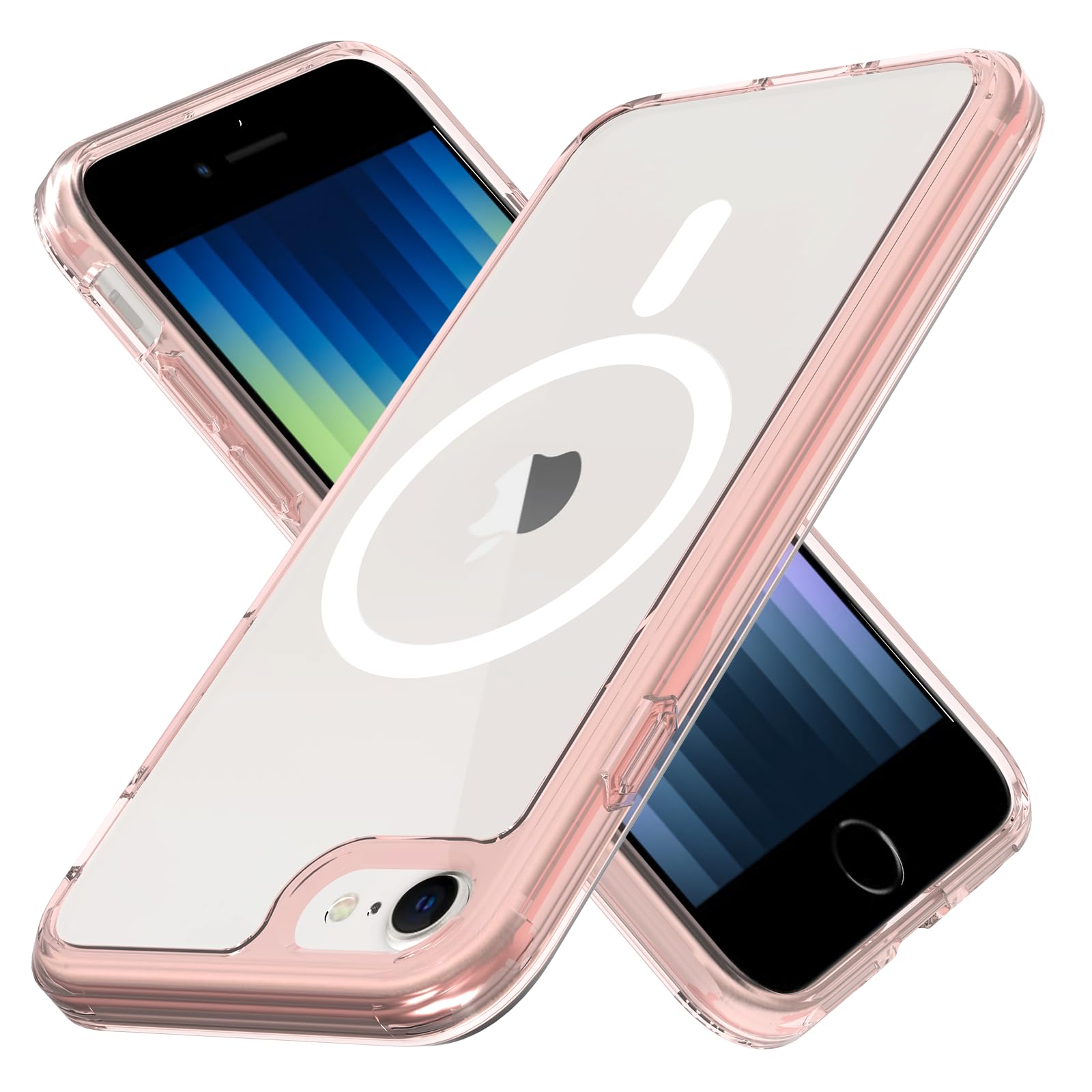 iPhone SE3 ケース MagSafe対応 超軽量 iPhone SE2 背面クリア iPhone7 iPhone8 用 ケース 黄変防止 TPU バンパー 耐衝撃 すり傷防止 ワイヤレス充電対応 PinLiSheng(ピンクMagSafe, iPhone SE3/SE2/7/8)