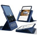 ESR iPad Pro 13インチ(M4) ケース(2024、第7世代)専用 取外し可能なマグネットカバー付き回転式ケース、縦向き/横向きスタンド、9段階の角度調節可能、Pencil Pro/USB-C完全対応、Shiftシリーズ、ブルー