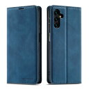 QLTYPRI Samsung Galaxy A54 5G ケース 手帳型 SC-53D/SCG21 ケース ギャラクシーA54 5G ケース 手帳型 本革 人気 高級PUレザー TPU バンパー カード収納 横置き機能 サイドマグネット 耐衝撃 耐摩擦 指紋防止 Galaxy A54 用 カバー - ブルー