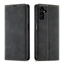 QLTYPRI Samsung Galaxy A54 5G ケース 手帳型 SC-53D/SCG21 ケース ギャラクシーA54 5G ケース 手帳型 本革 人気 高級PUレザー TPU バンパー カード収納 横置き機能 サイドマグネット 耐衝撃 耐摩擦 指紋防止 Galaxy A54 用 カバー - ブラック