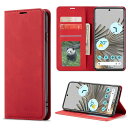 QLTYPRI Google Pixel 7a ケース 手帳型 ピクセル 7a スマホケース 高級PUレザー 皮革 TPU バンパー カード収納 スタンド機能 内蔵マグネット 耐衝撃 耐摩擦 上品 全面保護 人気 おしゃれ 財布型 カバー - レッド