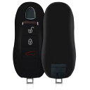 kwmobile 対応: Porsche 3-ボタン 車のキー (Keyless 対応機種のみ) ケース - シリコン キーケース 落下防止 車鍵 - 鍵ケース 黒色(2)