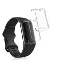 kwmobile 2x ケース 対応: Fitbit Charge 6 / Charge 5 カバー - フルカバー シリコン 耐衝撃 全体保護 透明(2)