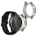 kwmobile 2x ケース 対応: Garmin Vivoactive 4 (45 mm) カバー - 耐衝撃 全面保護 TPU 軽量 - クリア 透明 黒色/透明(2)