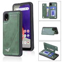 Anrek新型 SAMSUNG Galaxy A22 5G SC-56B docomo 用 背面 カードケース 手帳型 ランヤード付 背面カバー (ダルグリーン) サムスン ドコモsc56b ギャラクシーa22 5g スマホケース サイドマグネット カード収納 横置き機能 PUレザー 財布型 携帯カバーgalaxy a22 5g GREEN