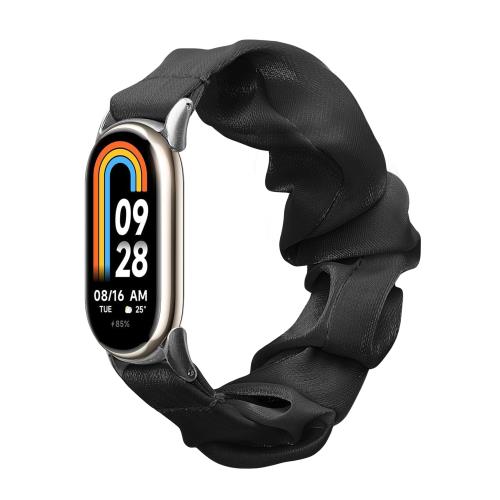 [kwmobile] 対応: Xiaomi Mi Band 8 バンド - 交換ベルト シュシュ ゴム コットン 14-19 cm - 黒色