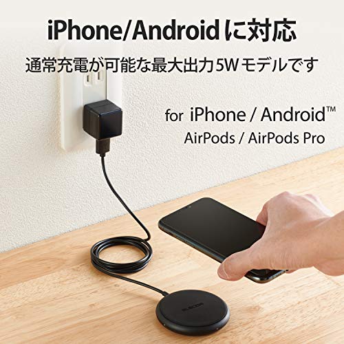 ���쥳�� �磻��쥹���Ŵ� Qi�б� 5W �����֥���� 1m ����ѥ��� ��� �֥�å� W-QA16BK