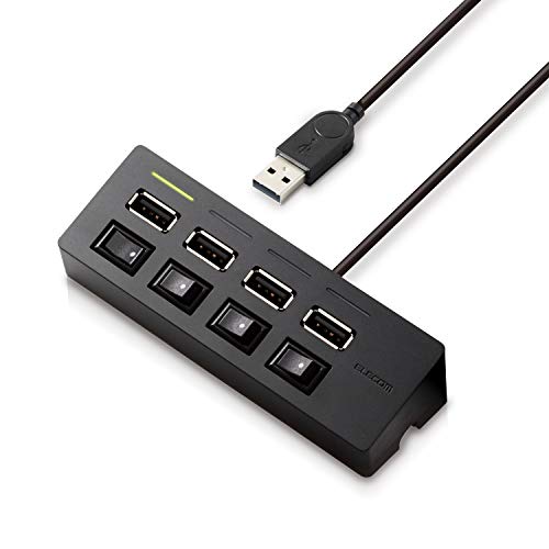 エレコム USBハブ 2.0 セルフパワー 4ポート 個別スイッチ付 機能主義 1m MacBook/Surface Pro/Chromebook他 ノートPC Nintendo Switch対応 ブラック U2H-TZS428SBK(2.0)