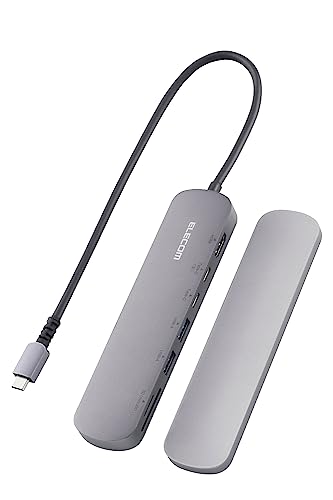 エレコム USB Type-C ハブ ドッキングステーション 7-in-1 デスク固定用スタンド付 PD対応 100W USB3.1 Gen1×2ポート HDMI×1ポート USB-C×2 SD+microSDスロット ケーブル長30cm macbook iPad Windows シルバー DST-C21SV/EC(2.0)