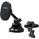 エレコム 車載ホルダー スマホスタンド マグネット式/iPhone 13 、 iPhone12シリーズ用 2 in 1 (エアコンクリップ/ゲル吸盤) ブラック EC-SH04BK