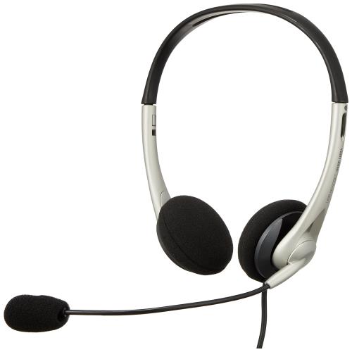 サンワサプライ USBヘッドセット/ヘッドホン 有線 無(全)指向性マイク 軽量 Skype Zoom Teams対応 シルバー MM-HSUSB16SV