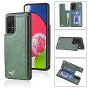 Anrek新型 SAMSUNG Galaxy A53 5G / docomo SC-53C / au SCG15 用 背面 カードケース 手帳型 ランヤード付 背面カバー (ダルグリーン) サムスン ギャラクシーa53 5g ドコモsc53c au scg15 スマホケース サイドマグネット カード収納 横置き機能 PUレザー 財布型 携帯カバーga