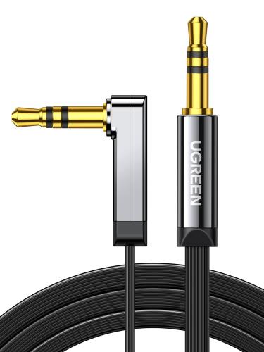 UGREEN オーディオケーブル aux ケーブル 片側L字 ステレオミニプラグ AUX 3.5mm 3極 オス-オス 金メッキプラグ 3.5mm オーディオケーブル ヘッドホン/スピーカー/カーステ/ホームステレオ/PCなどに対応 3M