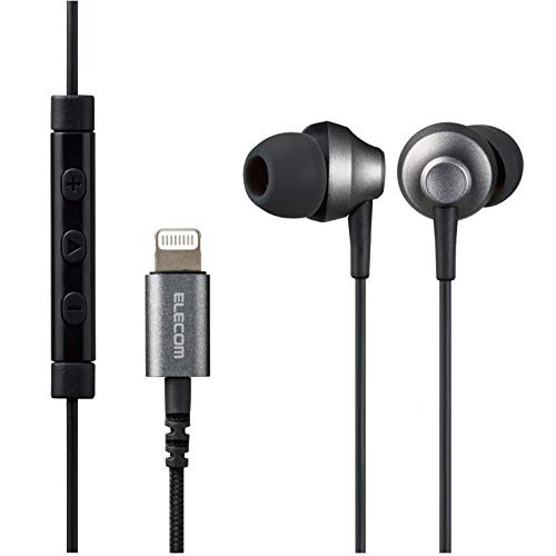エレコム ステレオイヤホン カナル型 Lightning ライトニング マイク付 Fast Music LFS12C φ10.0mm 高耐久ケーブル ブラック EHP-LFS12CMBK 1.2m