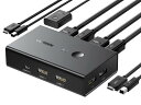 UGREEN HDMI KVM切替器 2入力1出力 キーボード、マウス、モニターを共有 PC2台用 4K@60Hz USB2.0 4ポート 切替器 HDMI2.0専用 ドライバー不要 簡単接続 手元スイッチUSBケーブル付(2)