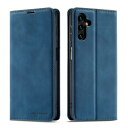 QLTYPRI Galaxy A55 5G ケース 手帳型 ギャラクシー A55 / SC-53E / SCG27 用 カバー スマホケース 財布型 高級PUレザー カード収納 横置き機能 マグネット式 耐衝撃 耐摩擦 指紋防止 TPU バンパー 携帯カバー Galaxy A55 対応- ブルー