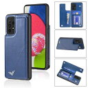 Anrek新型 SAMSUNG Galaxy A53 5G / docomo SC-53C / au SCG15 用 背面 カードケース 手帳型 ランヤード付 背面カバー (ネイビーブルー) サムスン ギャラクシーa53 5g ドコモsc53c au scg15 スマホケース サイドマグネット カード収納 横置き機能 PUレザー 財布型 携帯カバー