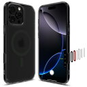 カメラコントロールカバー付きSpigen iPhone 16 Pro ケース MagSafe対応 半透明 クリア ボタン保護 埃防止 ストラップホール 米軍MIL規格 ウルトラ・ハイブリッドT・マグフィット ACS08514 (フロスト・ブラック)