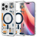 Spigen コラボレーション iPhone 16 Pro ケース 半透明 MagSafe対応 米軍MIL規格 ウルトラ・ハイブリッド・マグフィット ACS08726 (ホワイト/アナログ)