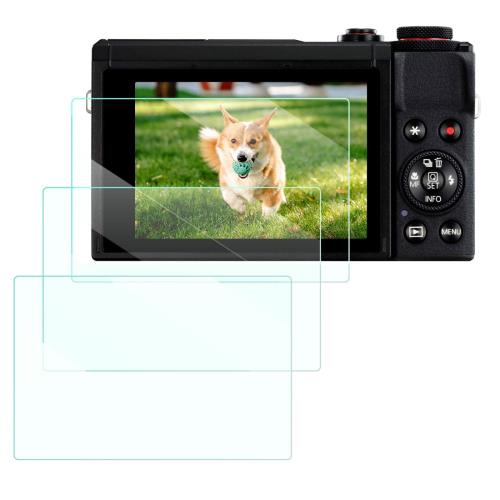 対応機種対応：キャノンG9X II/G9X/ G7X III/G7X II/G7X/G5X II/G5X 傷に強い＆飛散防止設計この保護フィルムは、9Hの表面硬度を誇り、鍵やカッターなどの鋭利な物から画面やレンズをしっかりと守ります。万が一、強力な衝撃でガラスフィルムが割れてしまった場合でも、飛散防止コート処理により破片の飛び散りを防ぎ、画面を保護します。これにより、カメラ本体や手に対する怪我の心配もなく、安 全にお使いいただけます。 薄型＆高い透過率＆高い感触 この0.3mmの極薄強化ガラスは、高感度処理が施されており、特殊コーティングとラウンドエッジ加工により、なめらかな手触りとスムーズなタッチ感を実現しています。縁はエッジのない滑らかな仕上げが施されており、97%以上の高透過率を誇ります。これにより、ディスプレイの色鮮やかさを忠実に再現します。 指紋防止＆撥水撥油この保護フィルムは、指紋の付着を防ぎ、なめらかな指滑りを実現します。特殊コーティング処理により、指紋や汚れ、油脂が軽く拭くだけで簡単に取り除けます。また、画質を損なうことなく、クリアな視界を保ちます。 貼り付けやすい＆ピッタリサイズこの自己吸着タイプの保護フィルムは、簡単に取り付けることができ、スクリーンにしっかりと密着します。設置時に気泡が発生することはなく、万が一気泡ができた場合でも、簡単な作業で消すことができます。誰でも手軽に取り付けられるので、安　心してご使用いただけます。
