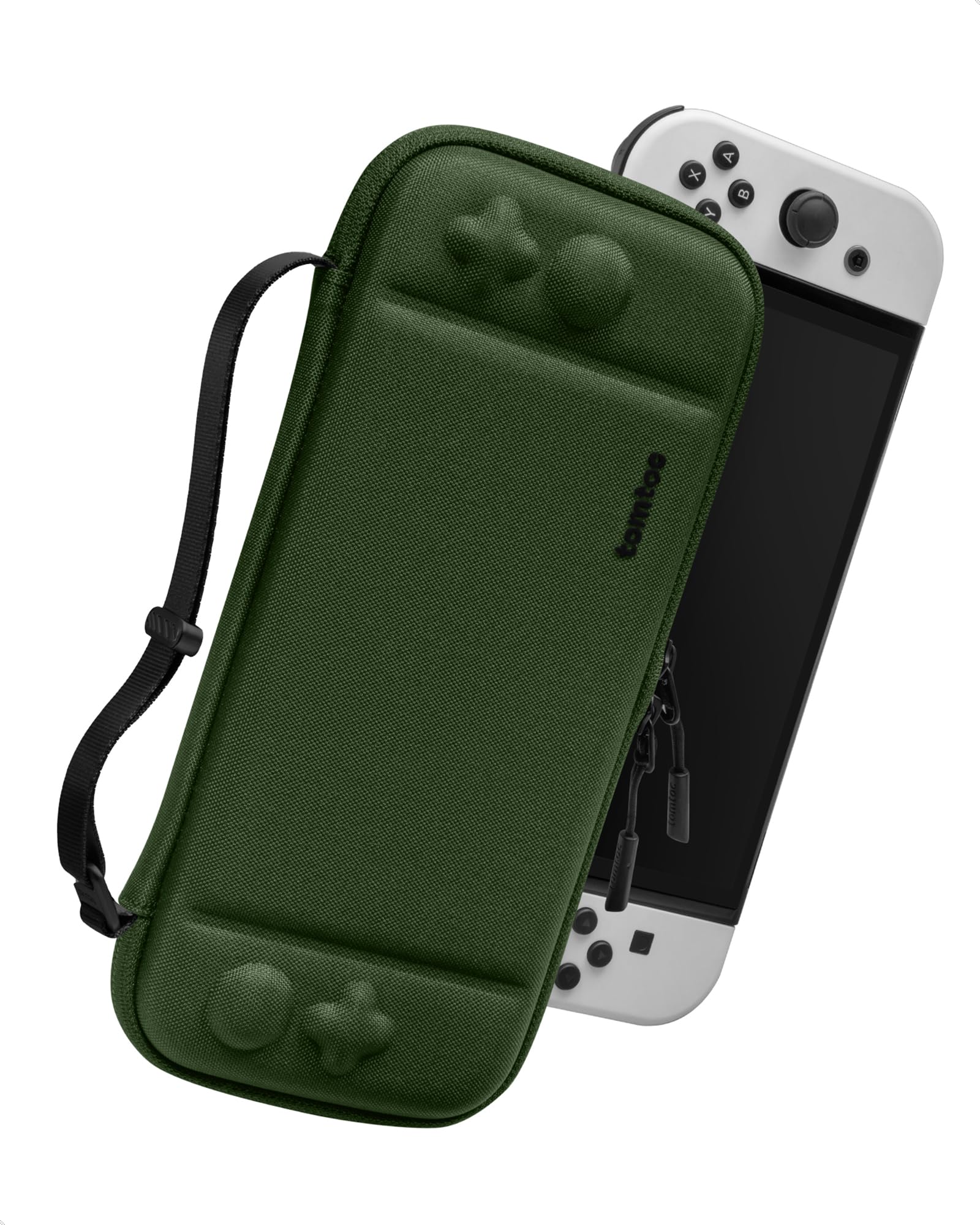 Nintendo Switch対応 tomtoc ハードケース スイッチ有機ELモデル用 耐衝撃 薄型 キャリングケース 落下試験済み ゲーム 10枚収納 ジョイコン 全面保護 深草