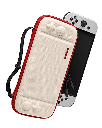 楽天FleumeNintendo Switch対応 tomtoc ハードケース スイッチ有機ELモデル用 耐衝撃 薄型 キャリングケース 落下試験済み ゲーム 10枚収納 ジョイコン 全面保護 紅白