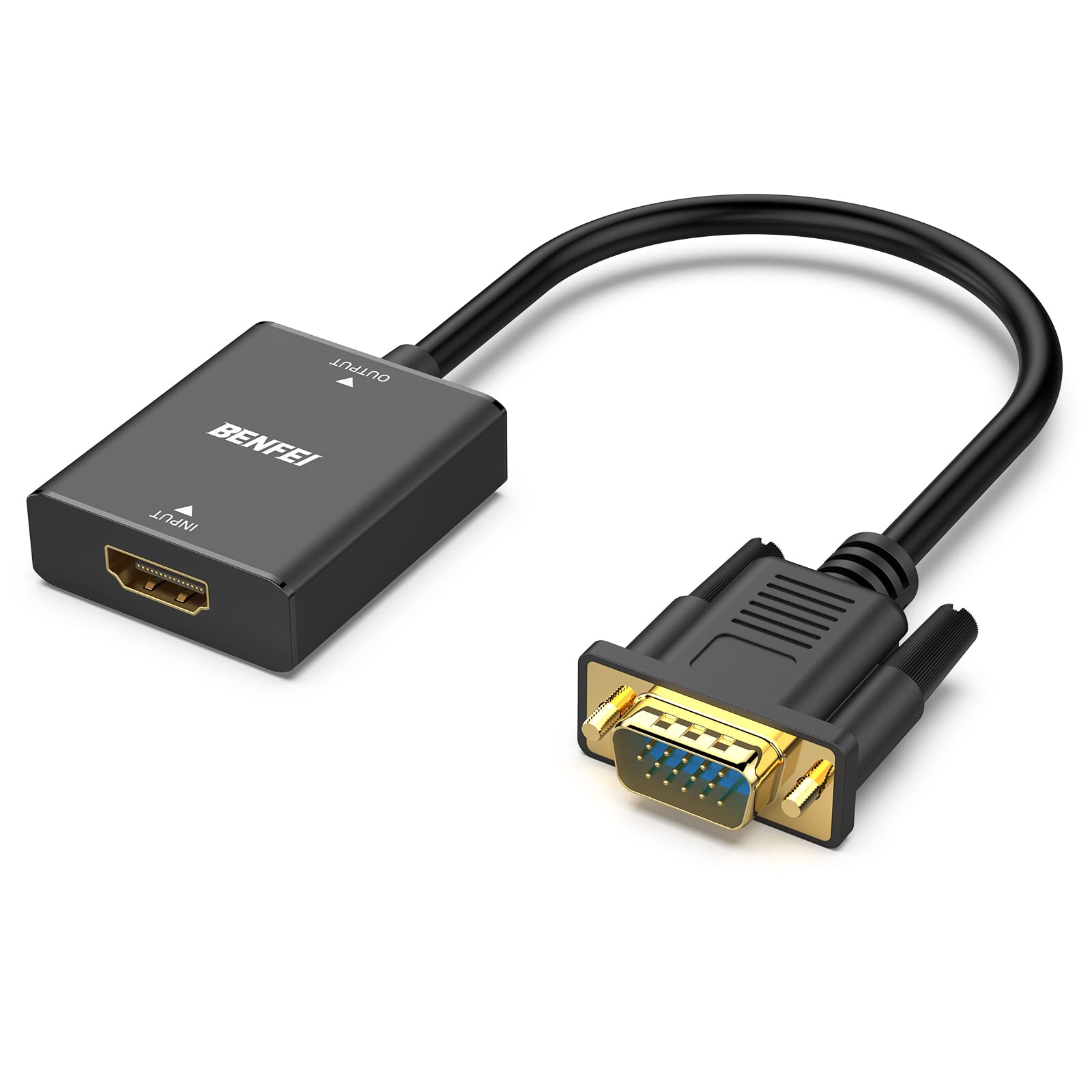 BENFEI HDMI-VGA、HDMI（メス）-VGA（オス）アダプタ（逆方向に非対応）、3.5mmオーディオジャック、TVスティック、コンピューター、デスクトップ、ラップトップ、PC、モニター、プロジェクター、Raspberry Pi、Roku、Xboxなどに対応-ブラック…