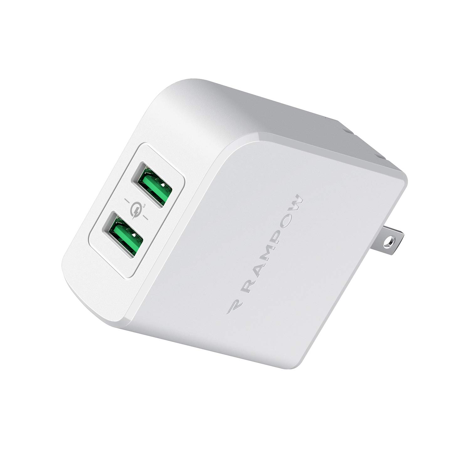 Rampow USB急速充電器 android 充電器39W/QC 3.0対応/2ポート/PSE認証済usb 充電器 折りたたみ式プラグ搭載 iPhone/iPad/Galaxy S9/ Xperia XZ1 その他Android各種対応 充電アダプター iphone 充電器 海外旅行(ホワイト)