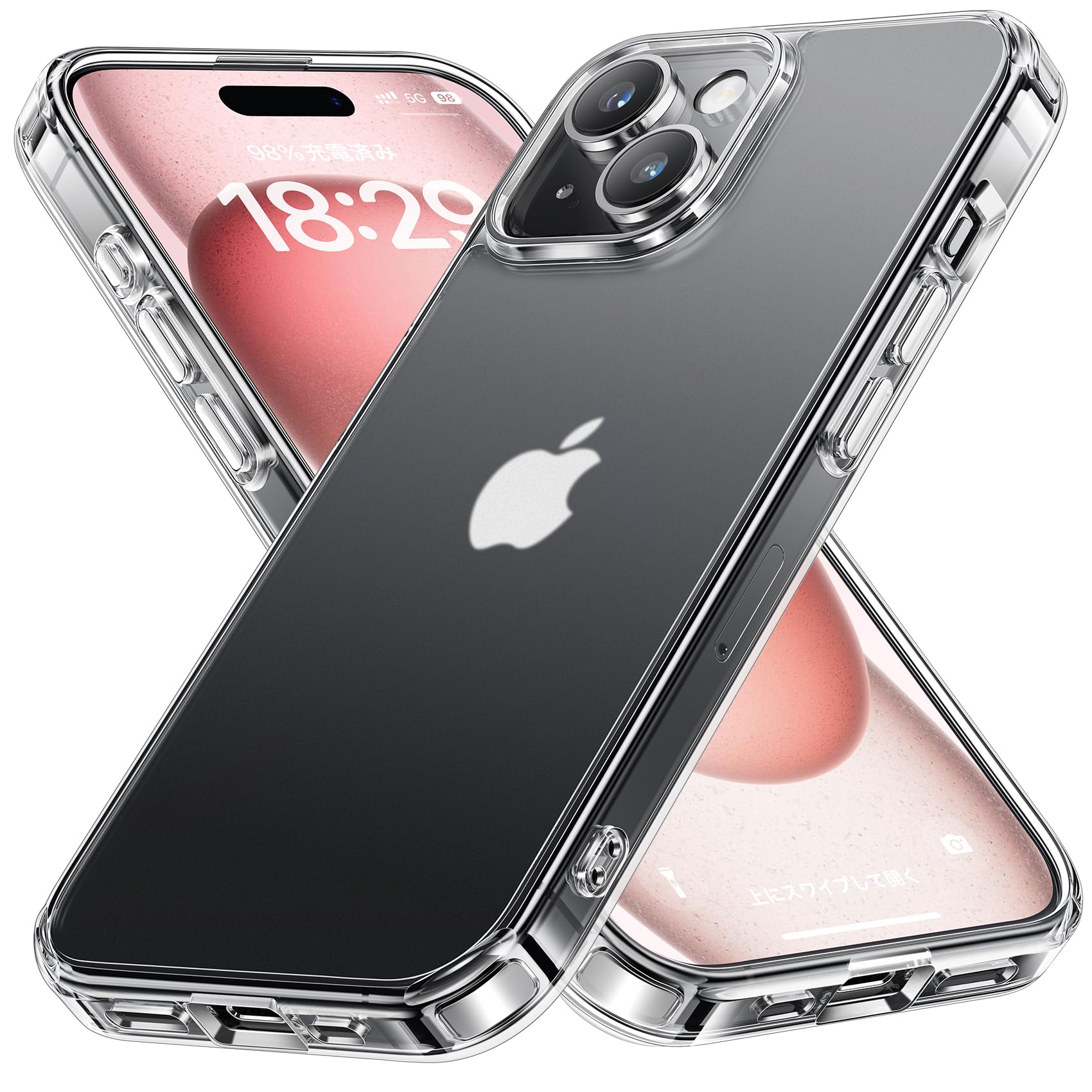NIMASO ケース iPhone 15用 スマホケース 保護 黄変にくい 半透明 マット仕上げ 耐衝撃 米軍MIL規格 SGS認証 傷つけ防止 PC背面 バンパー ワイヤレス充電対応 アイフォン15（6.1インチ）対応（氷星シリーズ）NSC23H705