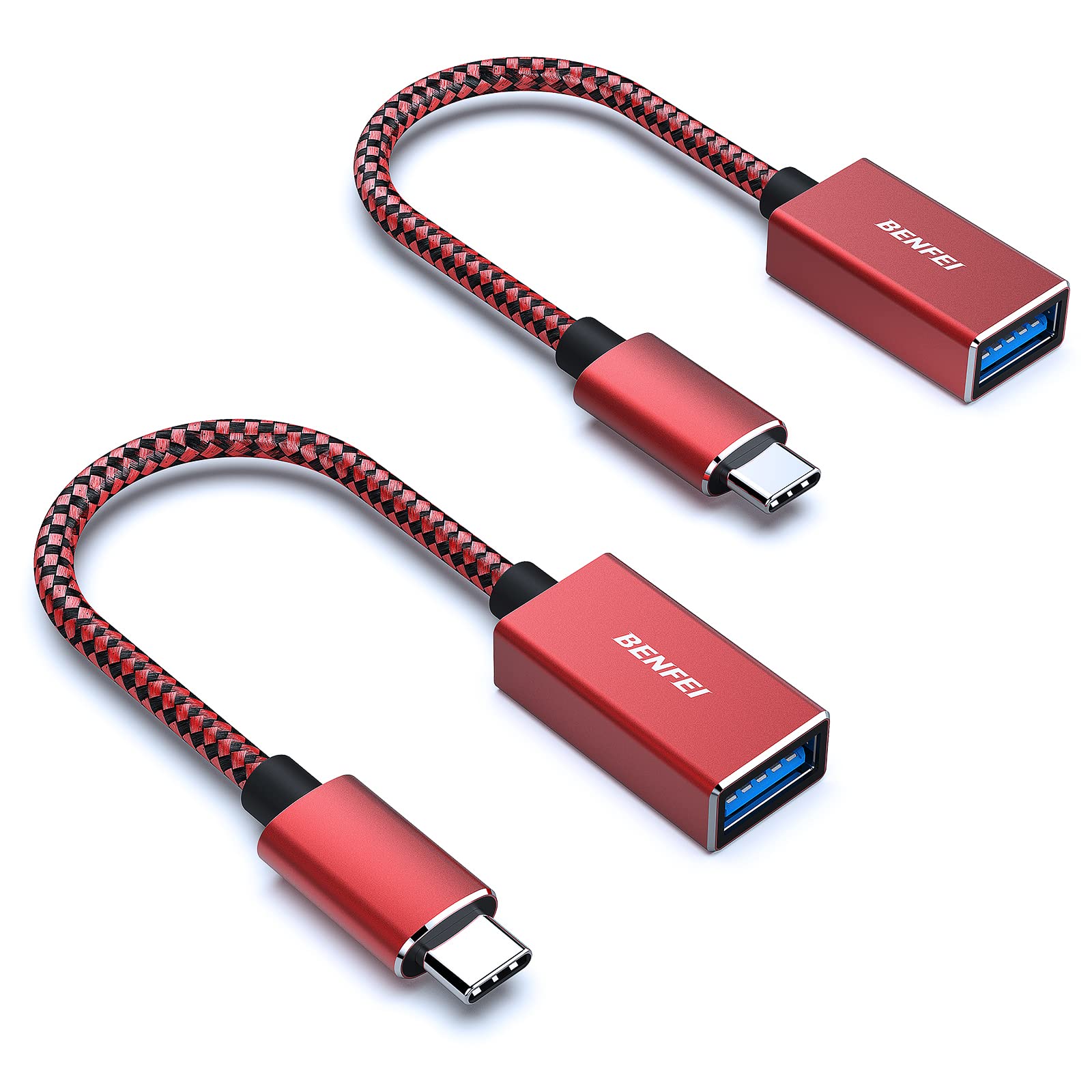 BENFEI USB-C USB 3.0 変換アダプタ 2個セット Type C USB-A 最大5Gbps タイプc - USB 3.0 アダプタ iPhone 15 Pro/Max, MacBook Pro/Air 2023, iPad Pro, iMac, S23, XPS 17 その他 USB-C 端末用...赤