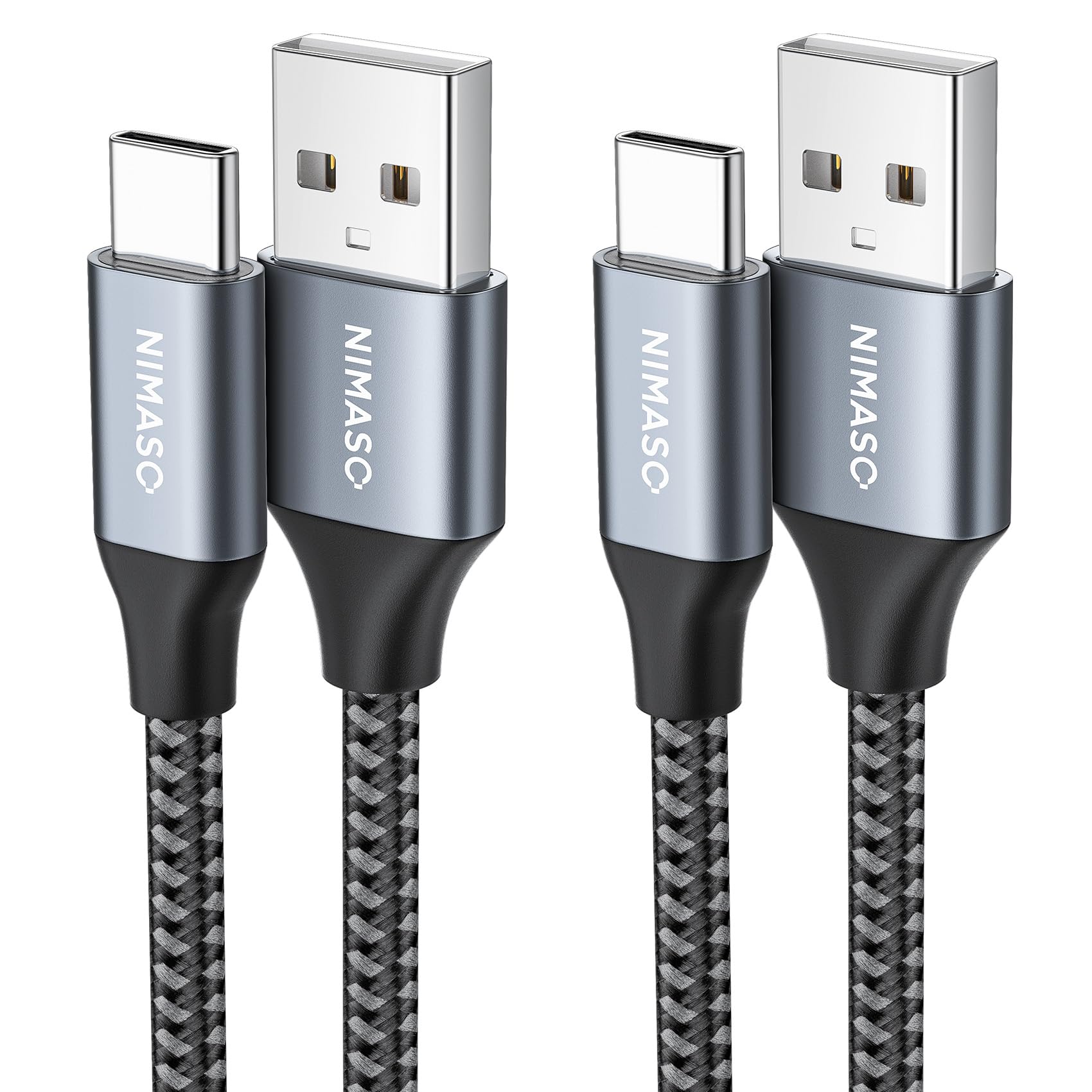 USB Type C ケーブル 1M/2本セット NIMASO タイプc ケーブル QC3.0対応 急速充電 USB-C USB-A 3A 充電ケーブル 高速データ転送 高耐久ナイロン素材 iPhone15シリーズ、iPad Pro、Sony、Galaxy、Huawei その他Android 等機器対応 NCA21L410