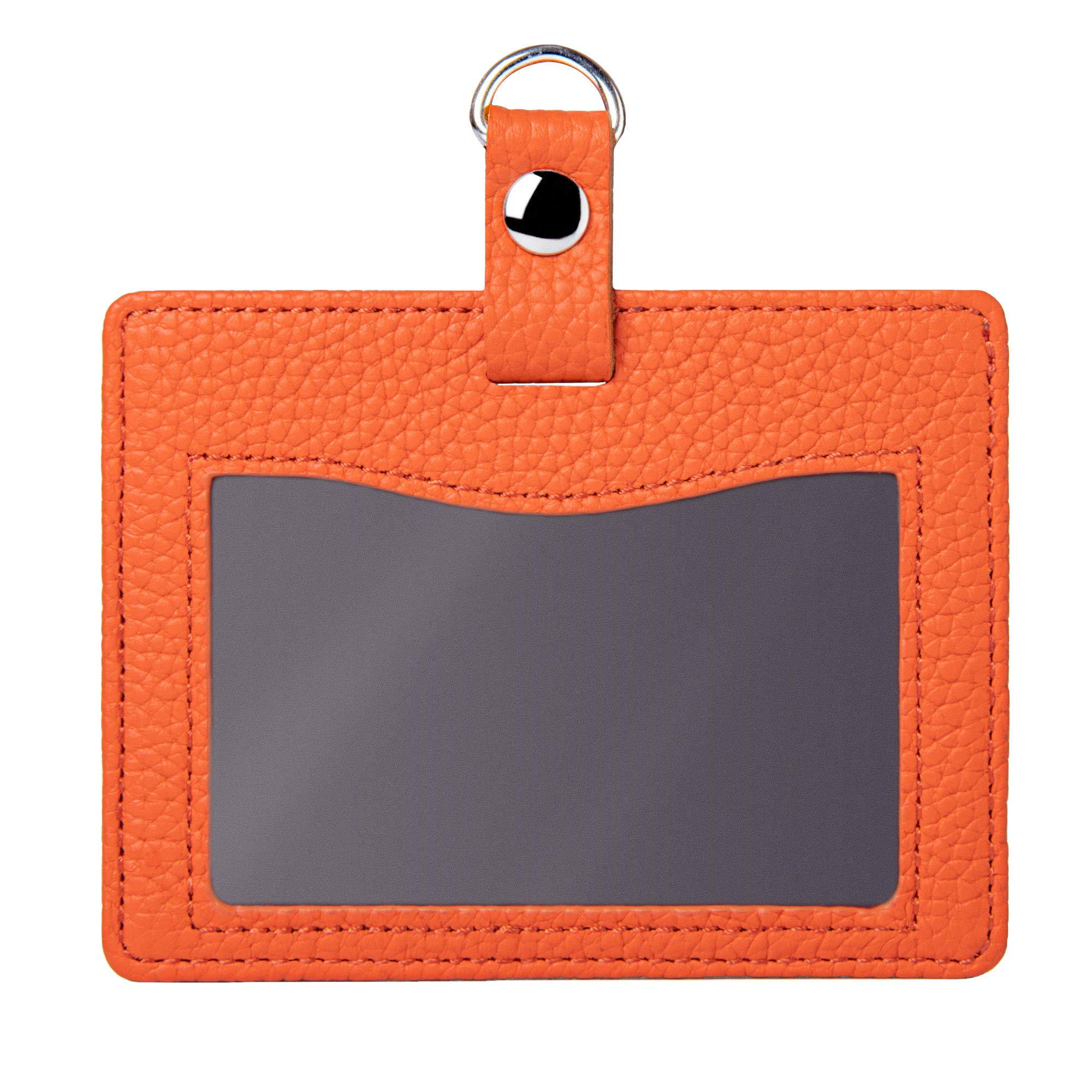 [HANATORA] 本革 IDカードホルダー IDカードケース パスケース 定期入れ カード入れ シュリンクカーフレザー ハンドメイド ギフトにも最適品 薄型 メンズ レディース ユニセックス Edel HCC04 橙色 オレンジ Orange