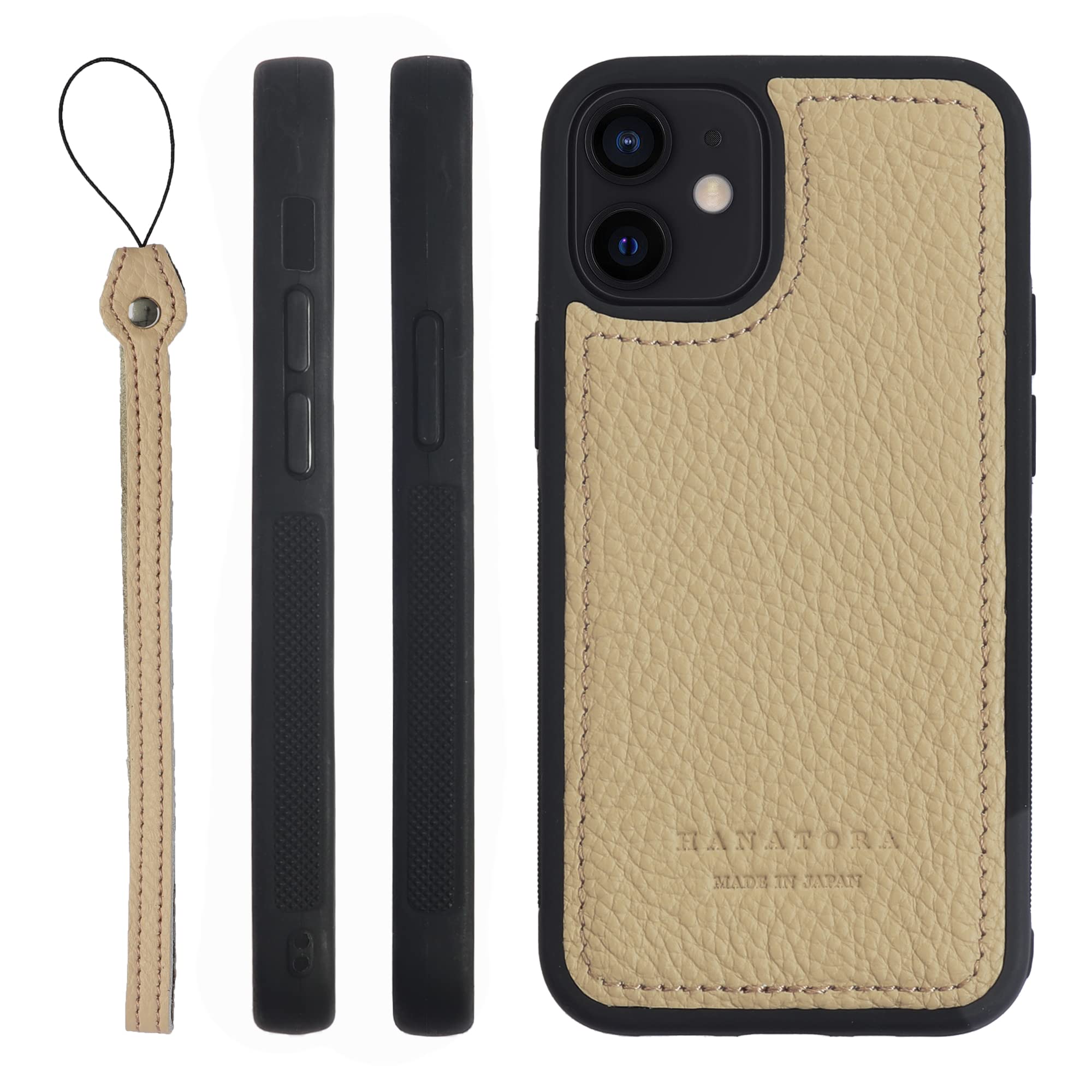 [HANATORA] iPhone12Mini  ܳ 󥯥 쥶  ץ Ѿ׷ ȥå°  ١ SPGJP-12Mini-Beige