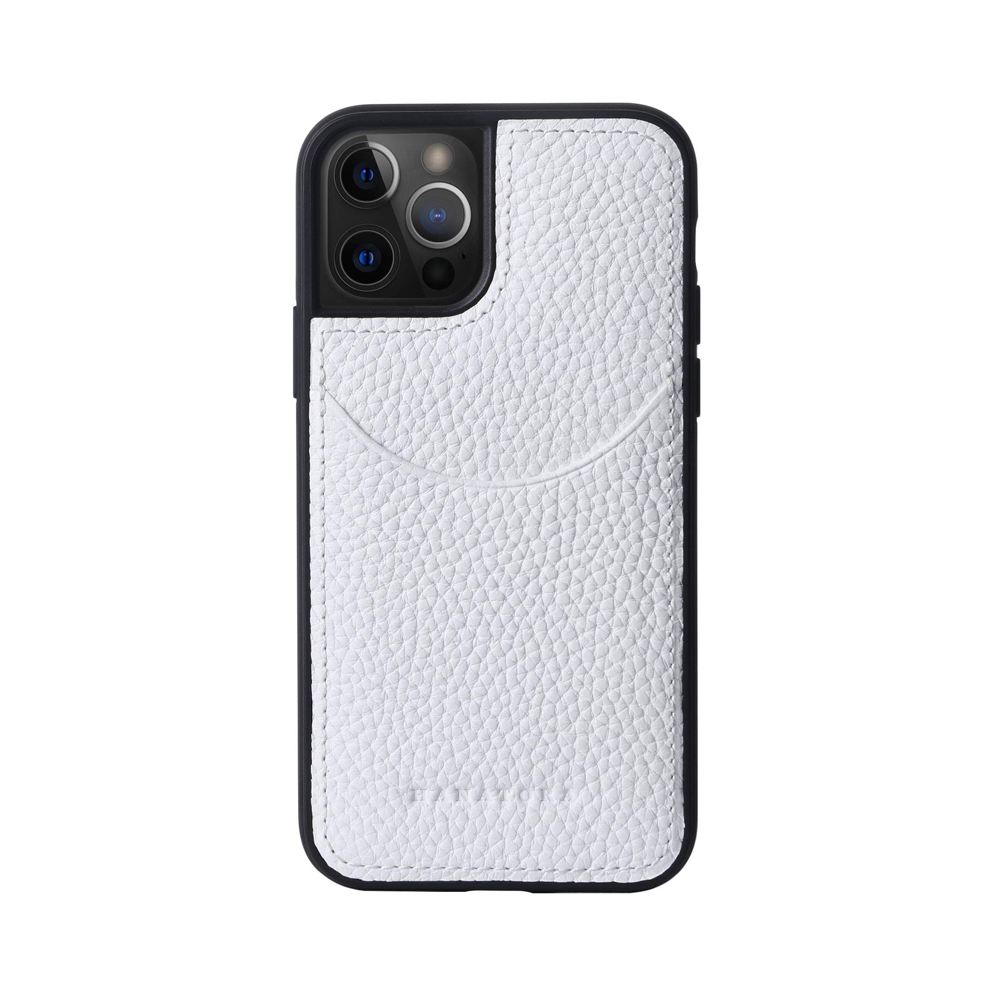 [HANATORA] iPhone12 Pro/ iPhone12 ケース 本革 シュリンクカーフレザー カードポケット 耐衝撃 ハンドメイド ギフト おしゃれ シンプル 大人可愛い メンズ レディース スマホケース 白 シロ ホワイト CPG-12Pro-White