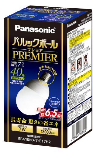 パナソニック パルックボールプレミア A10形 クール色 電球40形タイプ 口金直径17mm 441 lm EFA10ED7E17H2