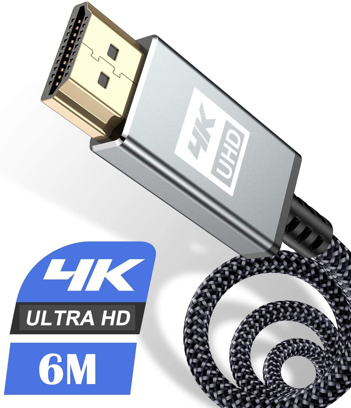 4K HDMI ケーブル 6mハイスピード アップグレード版 HDMI 2.0規格HDMI Cable 4K 60Hz 対応 3840p/2160p UHD 3D HDR 18Gbps 高速イーサネット ARC hdmi ケーブル - 対応 パソコンの画面をテレビに映す Apple TV,PS5/PS4/PS3, PCモニター,Nintendo Switchなど適用 (グレー)