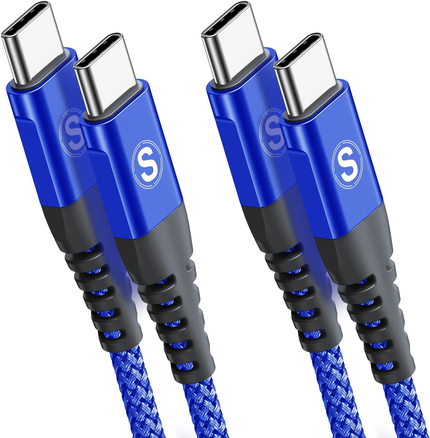 USB Type C to Type C ケーブル1M/2本セットSweguard USBC ケーブル PD対応 60W急速充電ケーブル 三重編組ナイロン MacBook、iPad Pro/Air、Galaxy 、Sony Xperia XZ、OnePlus、Google Pixel、Samsung Galaxy S21/S20/S10、HuaweiなどUSB-C機種対応(青い)