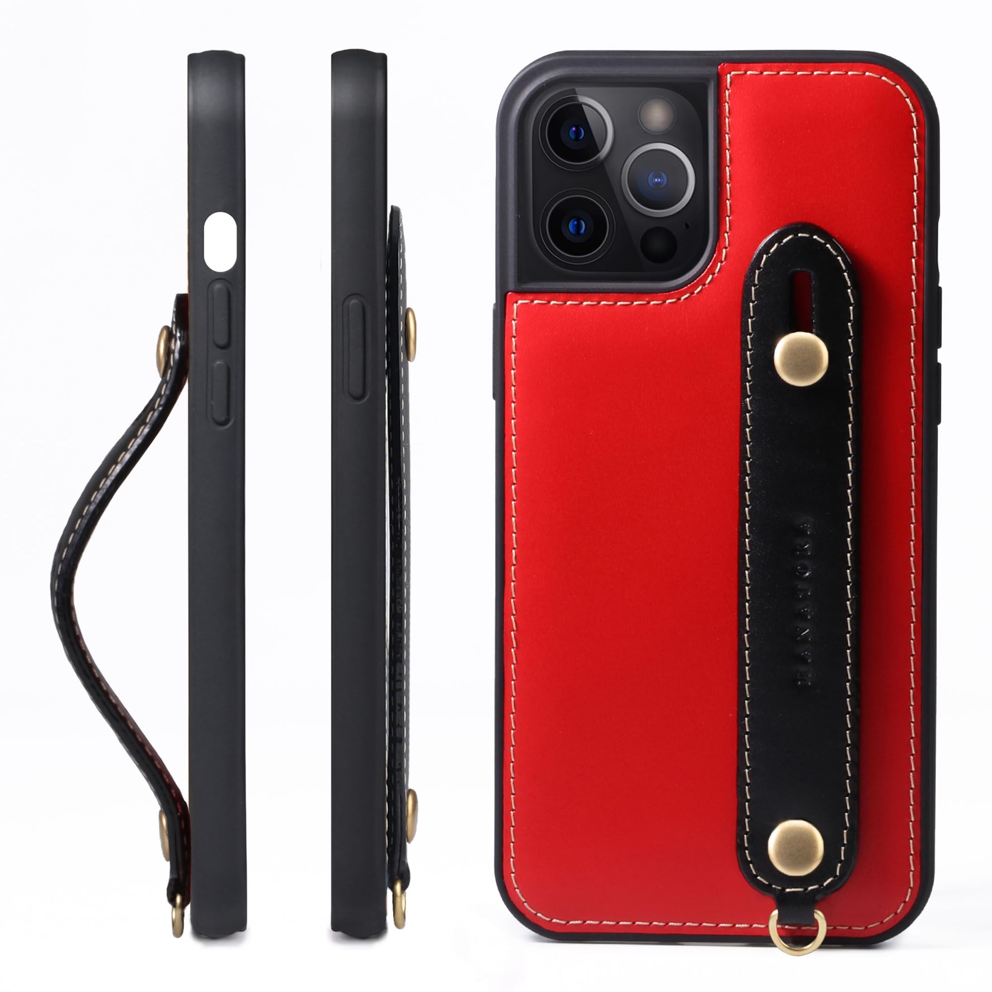 [HANATORA] iPhone 15 Pro Max  ܳ ꥢ쥶 ޥۥ ɻ Ѿ׷ ɵǽ ϥǥ٥ ϥɥᥤ ȥåץۡ ȥåץ եȤˤŬ Х顼 åɡߥ֥å ֡߹ ̵ϥǥ GH-15ProMax-Red-Black