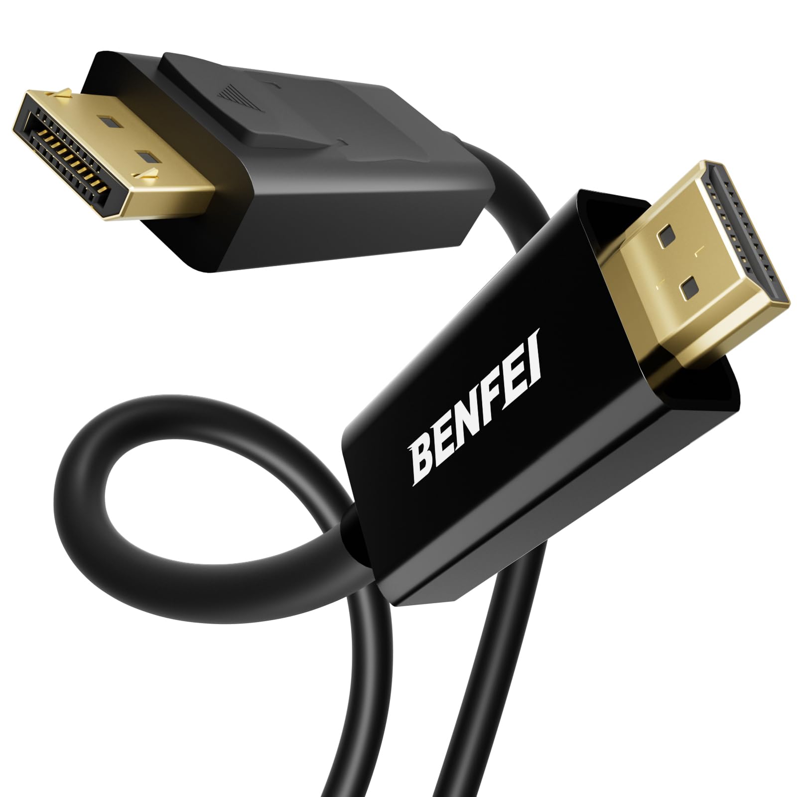BENFEI 2個 4K DisplayPort - HDMI 1.8m ケーブル、単方向 DP 1.2 コンピューター to HDMI 1.4 スクリーン ケーブル HP、ThinkPad、AMD、NVIDIA、デスクトップと互換性あり（オス-オス 、逆方向に非対応）