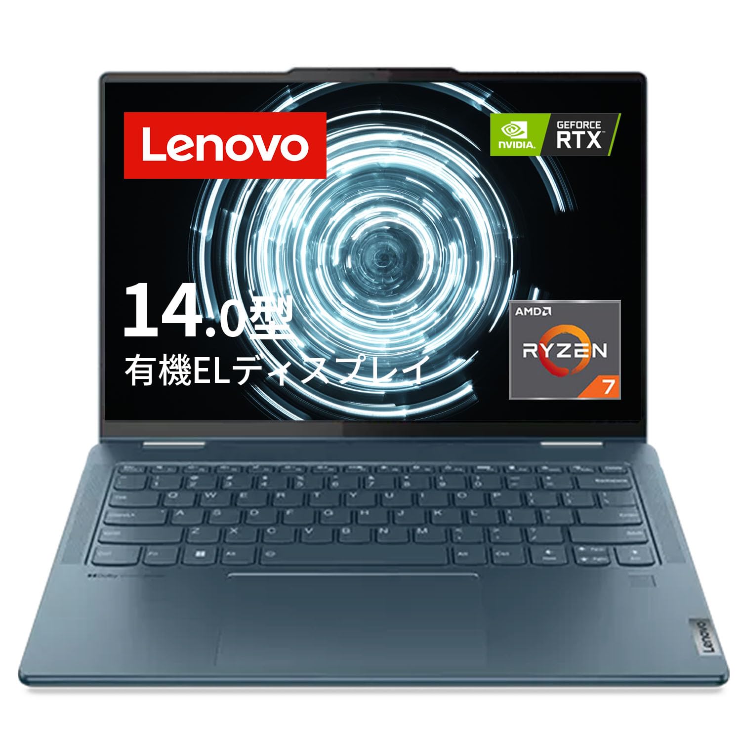 Lenovo Yoga 7 Gen 8 ノートパソコン (14.0インチ 2.8K OLED液晶 Ryzen 7 7735U 16GB 512GB SSD 90Hz Webカメラ Wi-Fi デジタルペン付き) タイダルティール 82YM0045JP Windows11