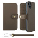 HANATORA iPhone14Plus ケース 手帳型 本革 スマホケース スマホ スタンド ストラップ 付き シュリンクカーフレザー ギフト ベルトあり マグネットなし トープ H0XB-14Plus-Taupe