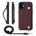 HANATORA iPhone12mini ケース 本革 耐衝撃 背面ベルト ストラップリング スマホケース スマホ スタンド機能 ネックストラップ 付き カー...