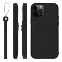 HANATORA iPhone12ProMax ケース 本革 耐衝撃 バンパー型 スマホケース スマホ ストラップ 付き シュリンクレザー ギフト ブラック C...