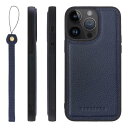 HANATORA iPhone14ProMax ケース 本革 耐衝撃 バンパー型 スマホケース スマホ ストラップ 付き シュリンクレザー ギフト ネイビー S...