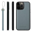 HANATORA iPhone13ProMax ケース 本革 耐衝撃 バンパー型 スマホケース スマホ ストラップ 付き シュリンクレザー ギフト ブルーグレー...
