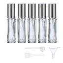 香水 アトマイザー 10ml 5個入り ミニ香水ボトル ガラス製 スプレーボトル 詰め替えボトル 喷瓶 香水噴霧器 (シルバー)