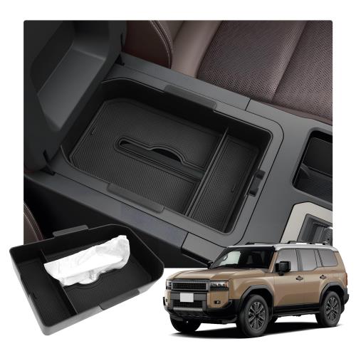 RUIYAトヨタ新型 ランドクルーザー250系 コンソールボックス 小物入れトレイ ランクル250 コンソールトレイ 車種専用 車内収納ボックス カーアクセサリー 内装パーツ 新型 ランドクルーザーアームレストボックス ラバーマット付き