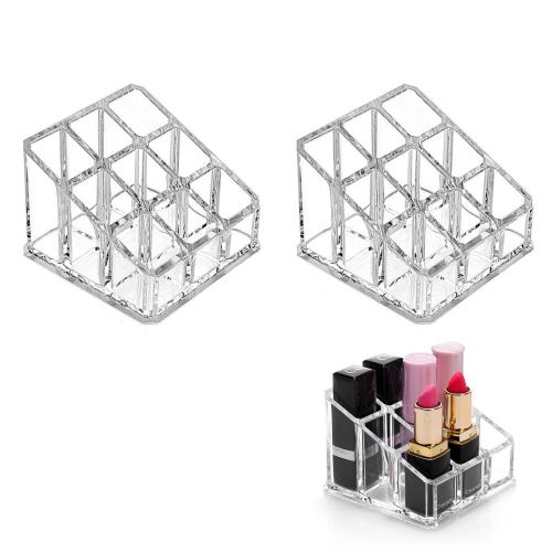 リップ収納 2個入り リップスタンド コスメ収納ボックス アクリル製 メイクボックス 卓上 引き出し 口..